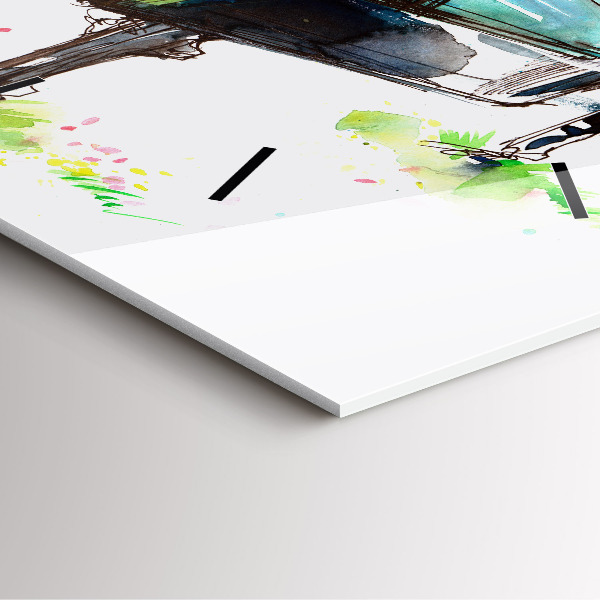 Ceas pătrat de perete din sticlă Ilustrație a celor 4 anotimpuri