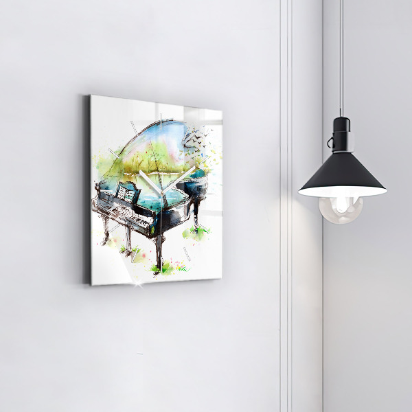 Ceas pătrat de perete din sticlă Ilustrație a celor 4 anotimpuri