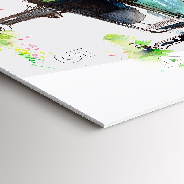 Ceas pătrat de perete din sticlă Ilustrație a celor 4 anotimpuri