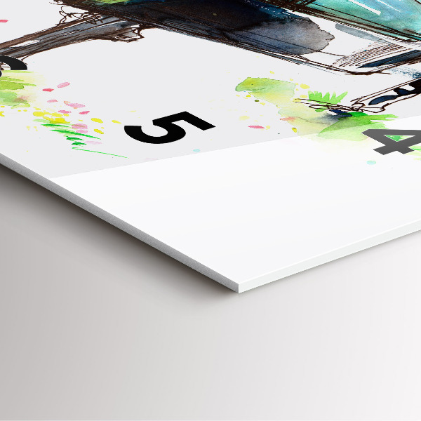 Ceas pătrat de perete din sticlă Ilustrație a celor 4 anotimpuri