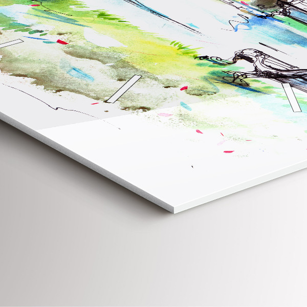 Ceas pătrat de perete din sticlă Primavara pitoreasca