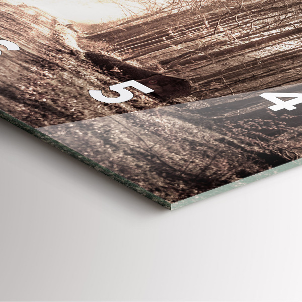 Ceas pătrat de perete din sticlă Poteca în sepia