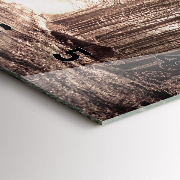 Ceas pătrat de perete din sticlă Poteca în sepia