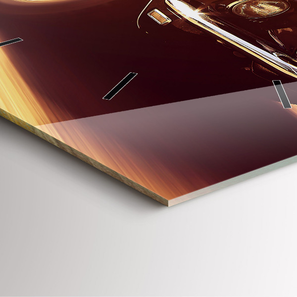 Ceas pătrat de perete din sticlă Mașină veche clasică