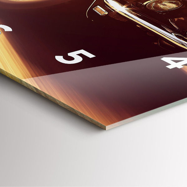 Ceas pătrat de perete din sticlă Mașină veche clasică