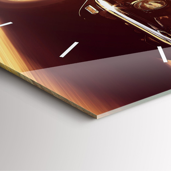 Ceas pătrat de perete din sticlă Mașină veche clasică