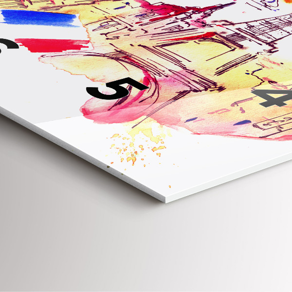 Ceas pătrat de perete din sticlă Țări atractive ale lumii