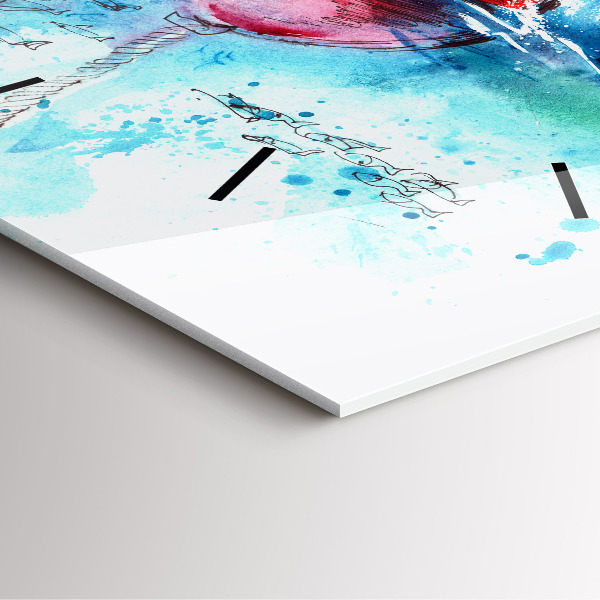 Ceas pătrat de perete din sticlă Pescăruș pictat