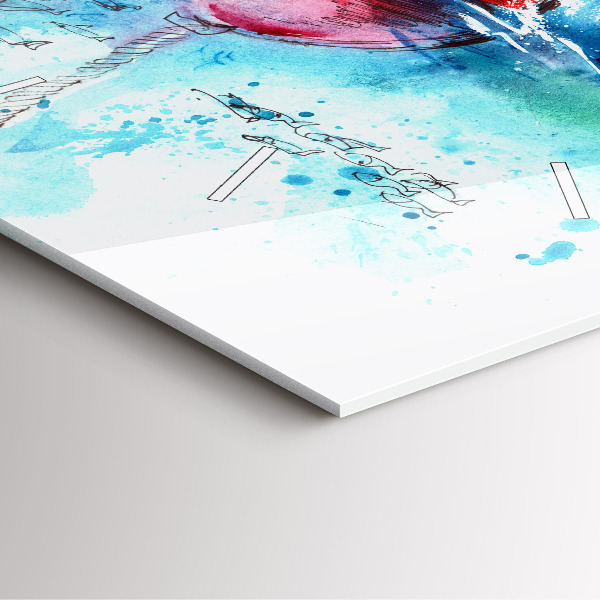 Ceas pătrat de perete din sticlă Pescăruș pictat