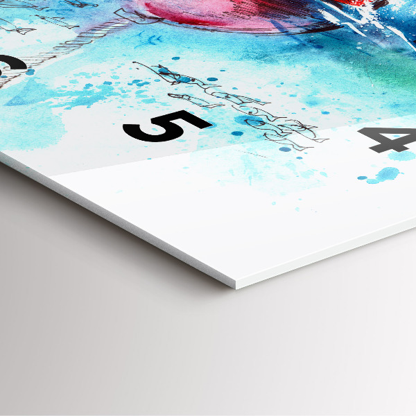 Ceas pătrat de perete din sticlă Pescăruș pictat