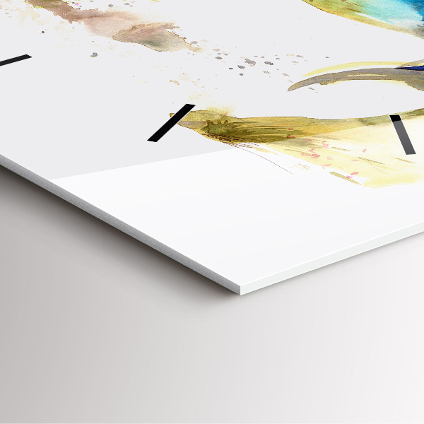 Ceas pătrat de perete din sticlă Munți pictați și cal