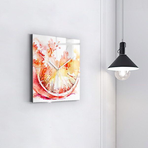 Ceas pătrat de perete din sticlă Vopsit portocaliu