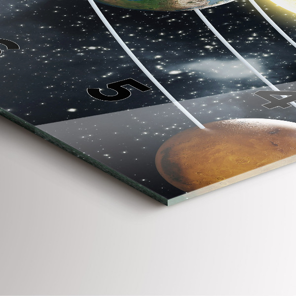 Ceas pătrat de perete din sticlă Sistemul solar