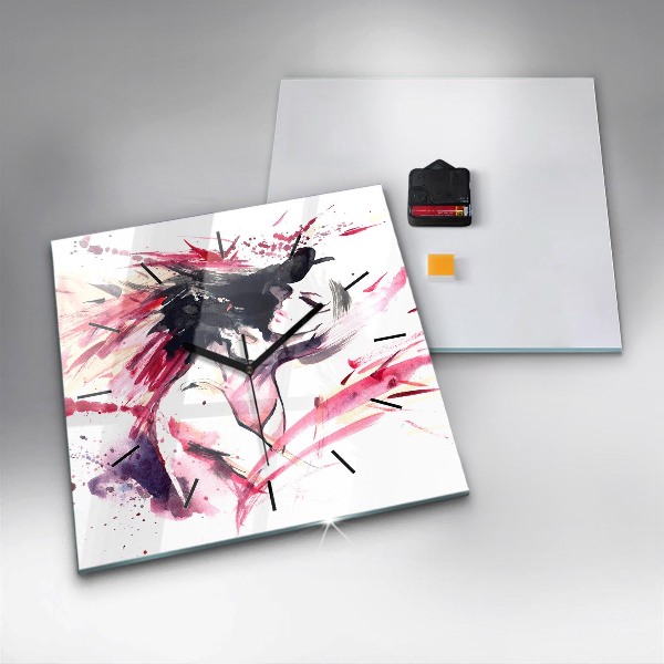 Ceas pătrat de perete din sticlă Abstracția iubitorilor