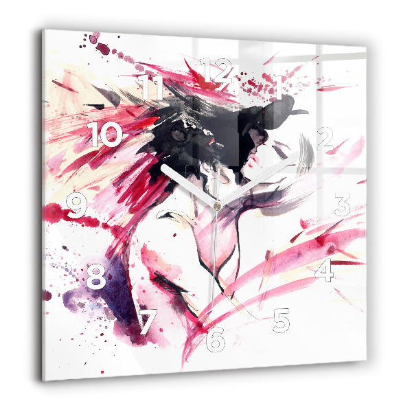 Ceas pătrat de perete din sticlă Abstracția iubitorilor