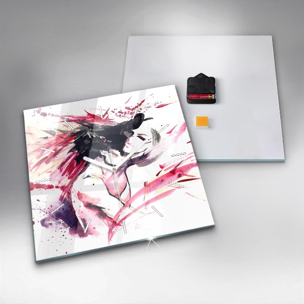 Ceas pătrat de perete din sticlă Abstracția iubitorilor