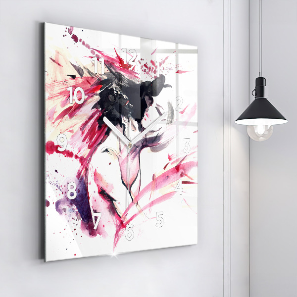 Ceas pătrat de perete din sticlă Abstracția iubitorilor