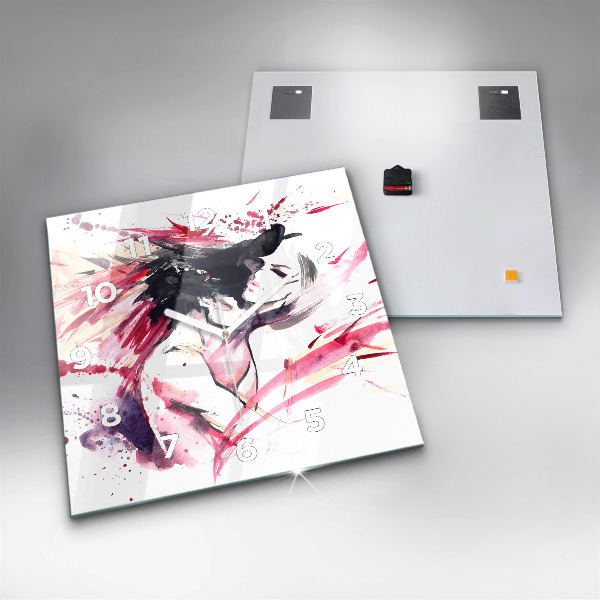 Ceas pătrat de perete din sticlă Abstracția iubitorilor