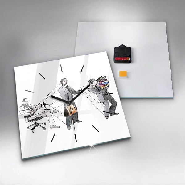 Ceas pătrat de perete din sticlă Oameni păpuși