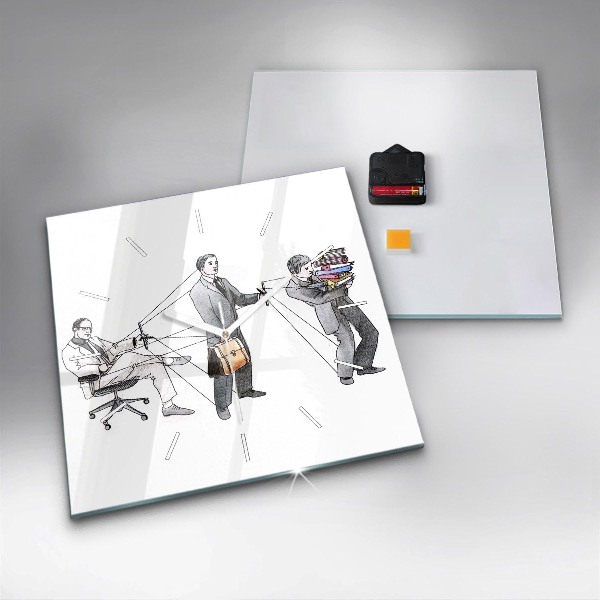 Ceas pătrat de perete din sticlă Oameni păpuși