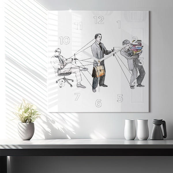 Ceas pătrat de perete din sticlă Oameni păpuși