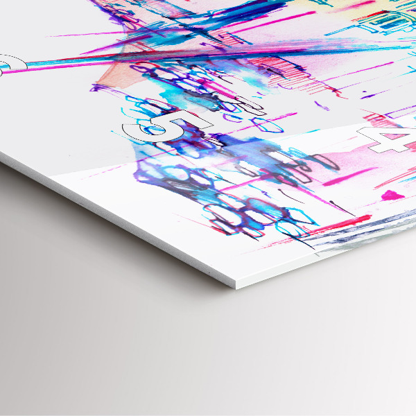 Ceas pătrat de perete din sticlă Umbrelă de ploaie și oraș