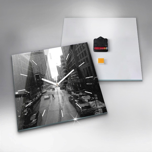 Ceas pătrat de perete din sticlă Străzile orașului Chicago