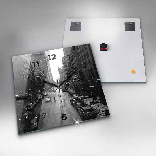 Ceas pătrat de perete din sticlă Străzile orașului Chicago