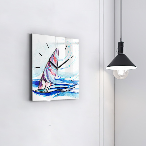 Ceas pătrat de perete din sticlă Placă de surf