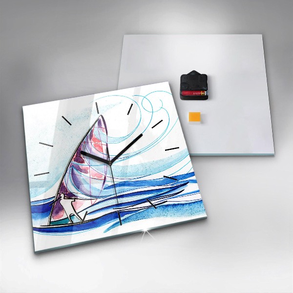 Ceas pătrat de perete din sticlă Placă de surf