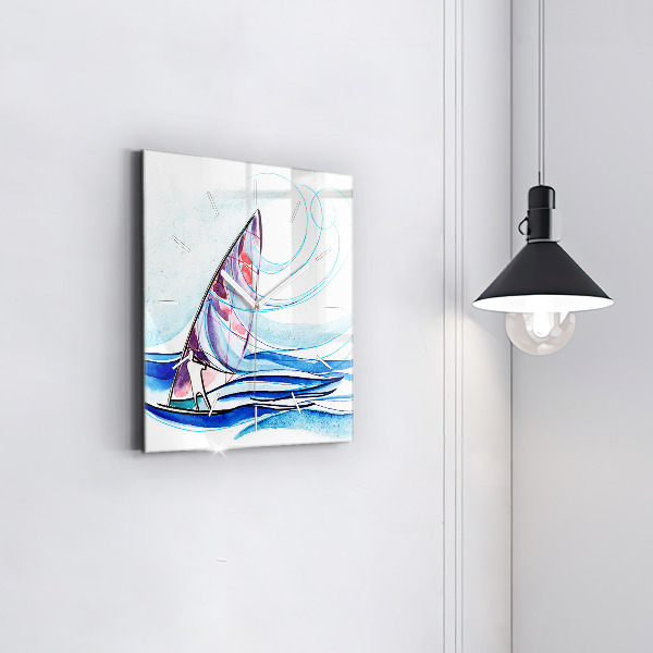 Ceas pătrat de perete din sticlă Placă de surf