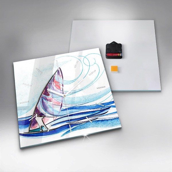 Ceas pătrat de perete din sticlă Placă de surf