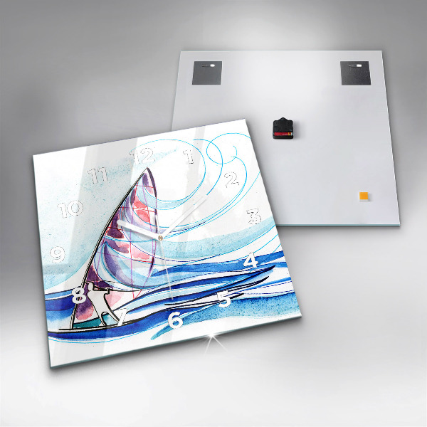 Ceas pătrat de perete din sticlă Placă de surf