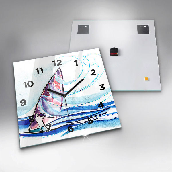 Ceas pătrat de perete din sticlă Placă de surf