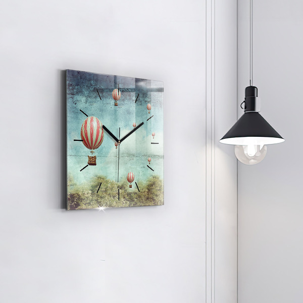 Ceas pătrat de perete din sticlă Baloane pictate
