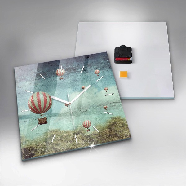 Ceas pătrat de perete din sticlă Baloane pictate