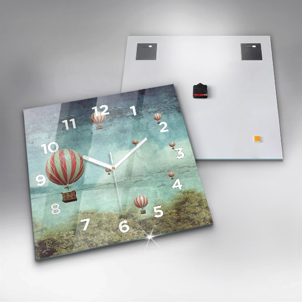 Ceas pătrat de perete din sticlă Baloane pictate