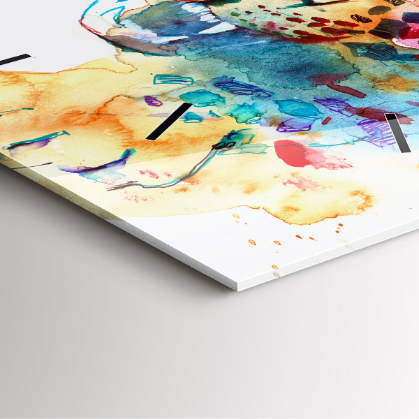 Ceas pătrat de perete din sticlă Pisica sălbatică abstractă