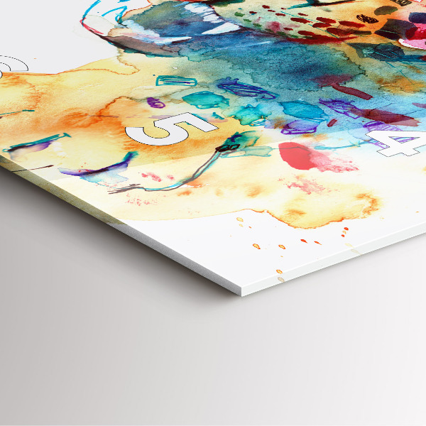 Ceas pătrat de perete din sticlă Pisica sălbatică abstractă