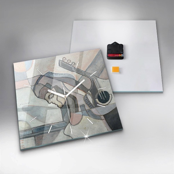 Ceas pătrat de perete din sticlă Pictura abstractă