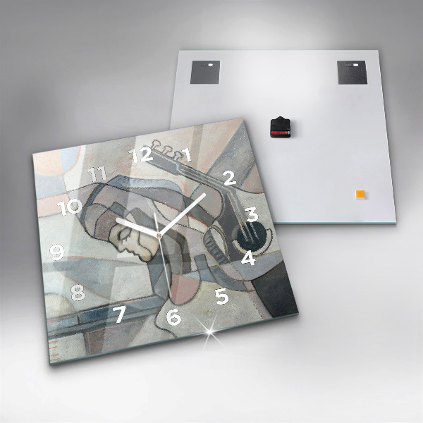 Ceas pătrat de perete din sticlă Pictura abstractă