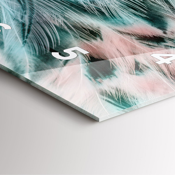 Ceas pătrat de perete din sticlă Pene colorate