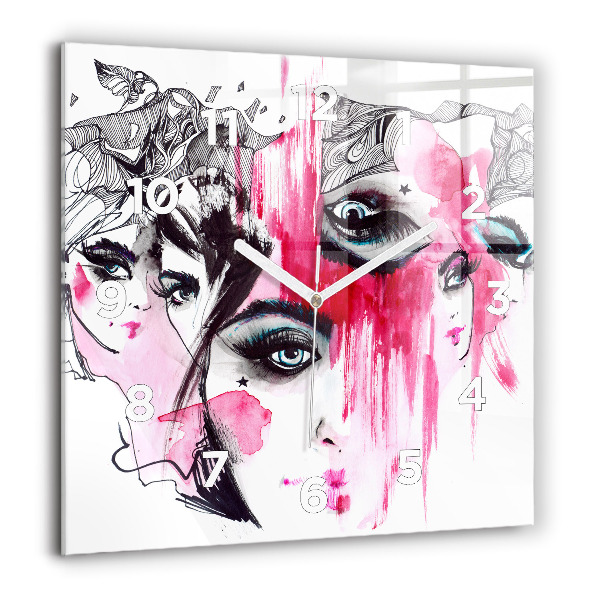Ceas pătrat de perete din sticlă Multe fețe ale abstracției