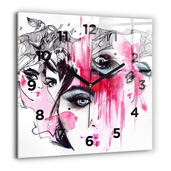 Ceas pătrat de perete din sticlă Multe fețe ale abstracției