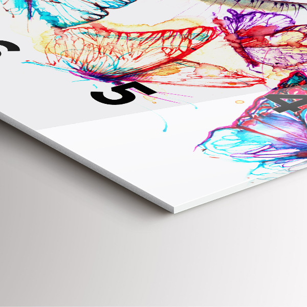 Ceas pătrat de perete din sticlă Ochi de fluture colorat