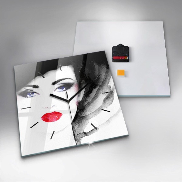 Ceas pătrat de perete din sticlă Portretul unei femei