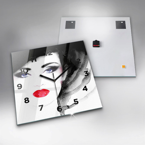 Ceas pătrat de perete din sticlă Portretul unei femei