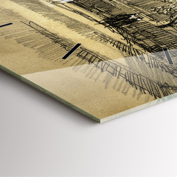 Ceas pătrat de perete din sticlă Parc și copaci în sepia