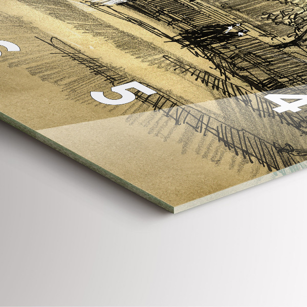 Ceas pătrat de perete din sticlă Parc și copaci în sepia