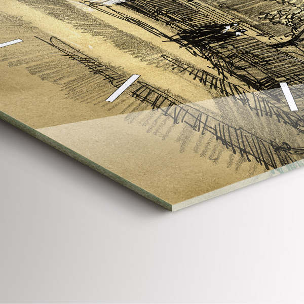 Ceas pătrat de perete din sticlă Parc și copaci în sepia